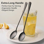 7.5 Inches Black Coffee Stirring Spoons Set, Long Handle Mixing Spoons - Image 4