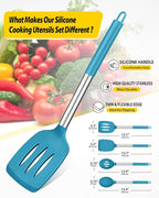 Pack of 4 Silicone Cooking Utensils Set, Non Stick Large Solid Spatulas - Image 2