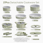 CAROTE 27pcs Ceramic Cookware Set Nonstick, Pots and Pans Set Non Stick - Image 2
