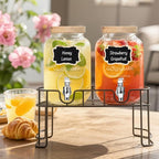 DHSBTLS 1 Gallon Glass Drink Dispensers, 2 Pack Clear Beverage Dispenser - Image 7