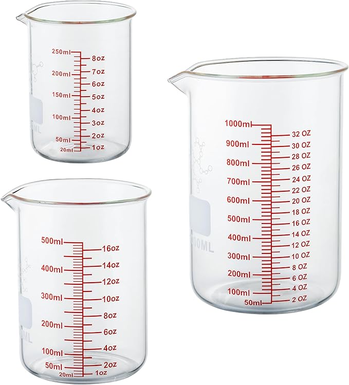 High Borosilicate Glass Measuring Cup Set-V-Shaped Spout，Includes 250ml by AckersBORO33