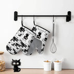 Black Cat Oven Mitts and Pot Holders Sets 3PCS, Cat Silicone Heat Resistant - Image 6