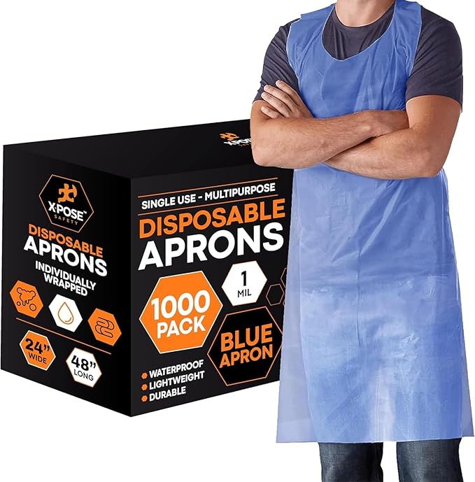 Xpose Safety 1000 Blue Plastic Disposable Aprons by XposeSafety