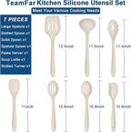 TeamFar Silicone Cooking Utensils, Kitchen Tools Spatula Turner Ladle Spoon - Image 2