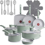 T-Fal Refresh Ceramic Nonstick Cookware Set, Oven Safe to 350°F, Ceramic Pots by T-falbrand