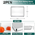 E-far Small Baking Sheet with Wire Rack, Stainless Steel Cookie Sheets Trays & - Image 2