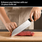 Damascus Pattern 15-Piece Kitchen Knife Set - Image 6