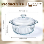 Luvan 2.4L/2.5Qt Round Glass Casserole Dish - Image 2