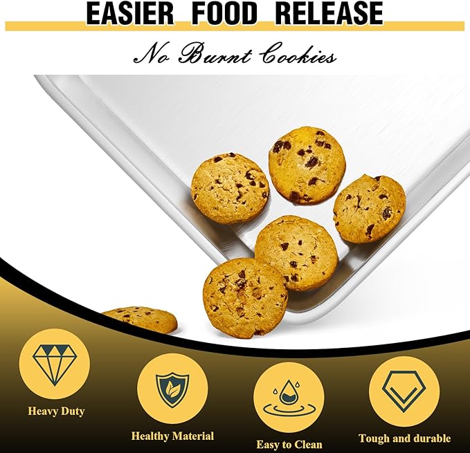 Baking Sheet Pan Set of 3, Commercial Quality Aluminum Cookie Sheets - Image 3