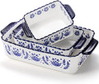 SOUJOY 3 Pack Porcelain Bakeware Set, Rectangular Baking Dishes, Lasagna Pan by SOUJOY