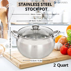 Daniks Classic 2 Quart Stainless Steel Stock Pot - Image 3