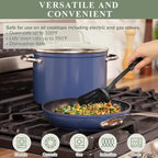 Nuwave Healthy Duralon Blue Ceramic Nonstick 12pc Cookware Set, Diamond Infused - Image 3
