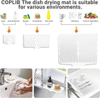 Silicone Dish Drying Mat for Kitchen Counter, Dish Drying Pad, Non-Slip Drain - Image 3