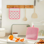 Ohocut Pink Checkered Pot Holder, Checkerboard Potholders - Image 4
