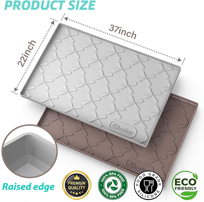 SIKADEER 37" x 22" Under Sink Mat Waterproof, Silicone Mat Kitchen Drawer Shelf - Image 3