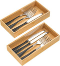 VeyFey Silverware Tray for Drawer, Stackable Kitchen Bamboo Drawer Organizer by VeyFey