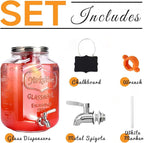 2 Gallon Glass Drink Dispenser For Parties, Beverage Dispenser, Lemonade - Image 7