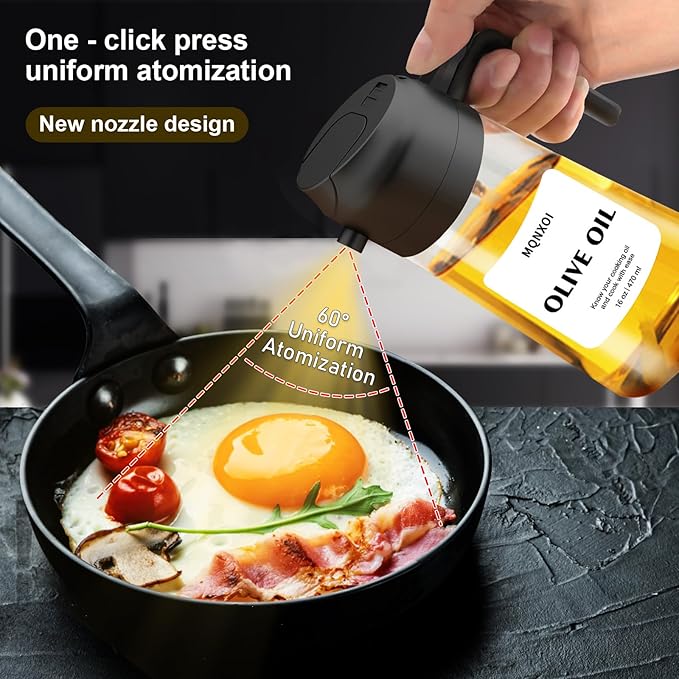 mqnxoi 2 in 1 Glass Oil Sprayer & Dispenser, 16oz/470ml Olive Cooking, Air Fryer - Image 3