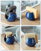 Zoeeker Ceramic Sponge Holder, Kitchen Sink Scrubby Caddy Organizer Dish Sponge - Image 6