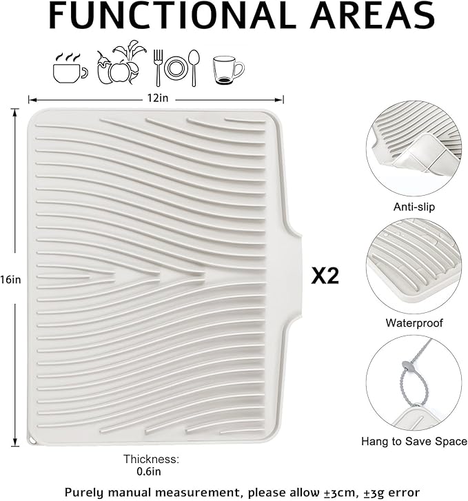 TIKNIK Silicone Dish Drying Mat, Stone Drying Mat - Image 2