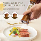 XWXO Acacia Wood Premium Acrylic Salt and Pepper Grinder Set 8 Inches Salt and - Image 5