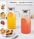 Glass Pitcher with Lid, 2 Liter 68oz Water Pitcher with Handle - Image 2
