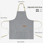 NLUS 2 Pcs Kitchen Cooking Aprons, Poly/Cotton Blend Adjustable Soft Bib Stripe - Image 5