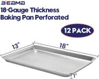 BIEAMA 12 Pack Half Size 18" x 13" Aluminum Baking Sheet Pan Perforated - Image 2
