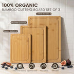 Extra Large Cutting Board Set of 3, Bamboo Cutting Boards - Image 3