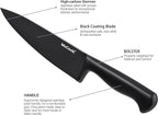 McCook® Premium Black Knife Sets, German Stainless Steel Kitchen Knives Block - Image 3