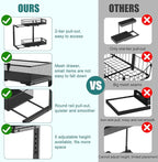 Housolution 2 Pack Under Sink Organizer, 2 Tier Metal Pull Out Under Sink - Image 5