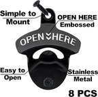 8PCS Bottle Opener Wall Mount Rustproof Black Screw in Wall Beer Cap Opener - Image 2