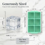 KitchFort Large Silicone Ice Cube Tray, Easy Release 2" Big Ice Cubes - Image 9