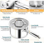 P&P CHEF 3 Quart Saucepan with Lid Set, Stainless Steel Small Cooking Pot - Image 3