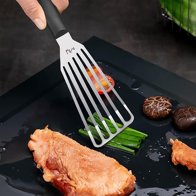 MIU Fish Spatula Stainless Steel, Slotted Flexible Metal, Lightweight Barbecue - Image 4