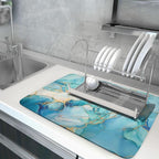 Marble Print Dish Drying Mat for Kitchen Counter - Image 5