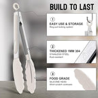 HOTEC Premium Stainless Steel Locking Kitchen Tongs - Image 3