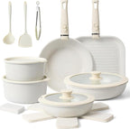 20-Piece Ceramic Nonstick Cookware Set – Induction Compatible, Non-Toxic Pots & by HealthyCookingHappyLiving