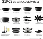 BECIGAR Nonstick Ceramic Cookware Set 21PCS - Image 2