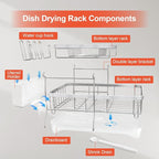 Dish Drying Rack for Kitchen Counter, 2-Tier 304 Stainless Steel Dish Rack - Image 7