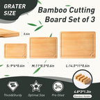 Bamboo Cutting Board Set Non Slip Feet - Image 2
