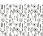 Black and White Floral Aesthetics Dish Drying Mat, by Vodbne