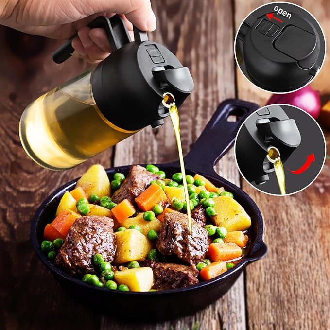 mqnxoi 2 in 1 Glass Oil Sprayer & Dispenser, 16oz/470ml Olive Cooking, Air Fryer - Image 4