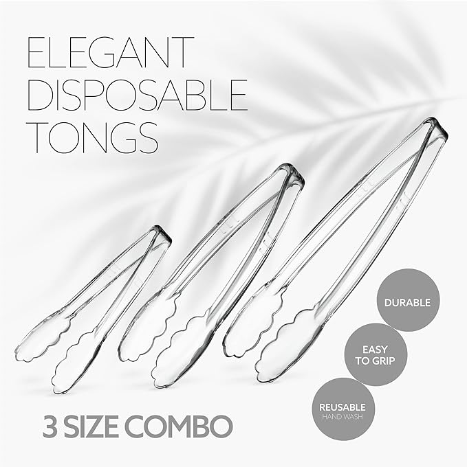 PlasticPro Clear Serving Tongs Combo Set - Image 3