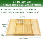 VaeFae Bamboo Kitchen Drawer Organizer, Utensil Tray - Image 2