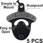 Black Bottle Top Opener Wall Mounted, Classic Open Here Beer Opener Mountable - Image 2