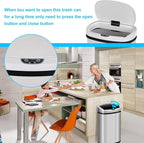 Bigacc 13 Gallon Touch Free Automatic Stainless Steel Trash Can Garbage Can - Image 6