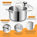 Tri-Ply Stainless Steel Stock Pot, 8 Quart Heavy Duty Induction Cooking Pot - Image 4