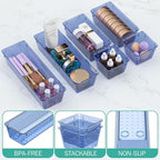 WOWBOX 9 Pack Clear Drawer Organizer Set, Acrylic Drawer Storage Trays - Image 3