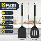 2 Pack Silicone Spatula Set, Solid & Slotted Turner - Image 2